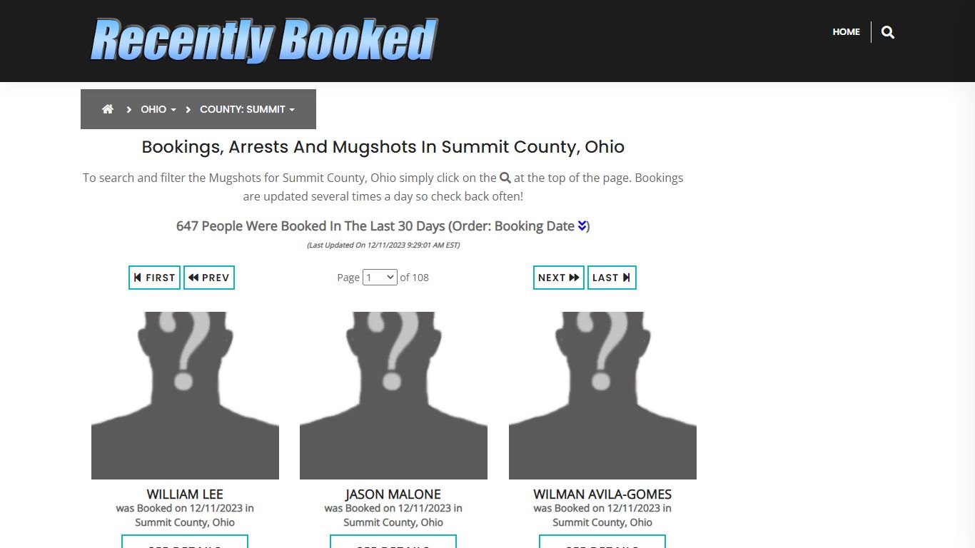 Recent bookings, Arrests, Mugshots in Summit County, Ohio - Recently Booked